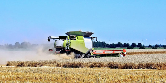 Große Erntemaschine auf Getreidefeld